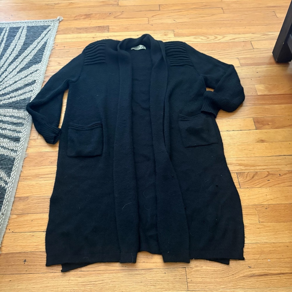Peruvian Link Black Open Front Alpaca Cardigan Size Medium